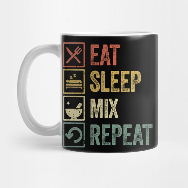 Funny eat sleep mix repeat retro vintage gift by Lyume